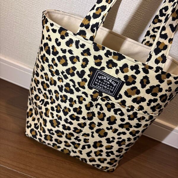 ミニトートバッグ ヒョウ柄 ハンドメイド