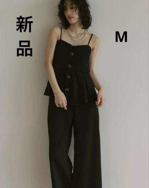 ぺプラムビスチェキャミオールインワン ブラック M
