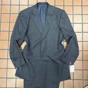 新品【サイズAB7 XL☆ウール100】2Bシングルスーツ メンズスーツ グレー系 背抜き センターベンツ 2タック セットアップ