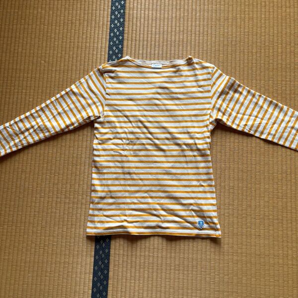 オーシバル Orcival 七分袖 ボーダー カットソー ボートネック Tシャツ