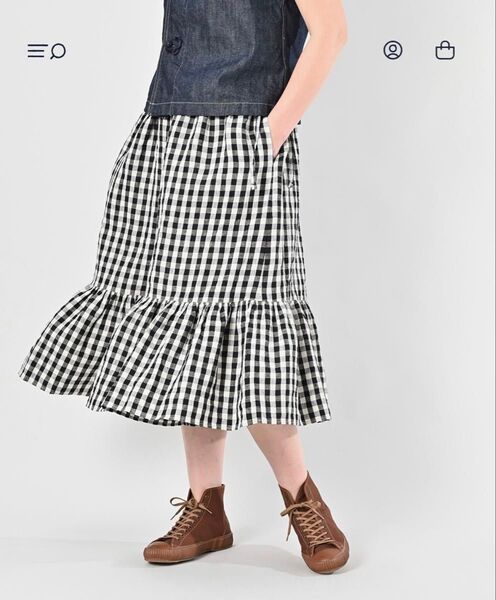 【新品 タグ付】45R 45rpm インド度詰リネンのラッパー キュロット パンツ / ブラックギンガム
