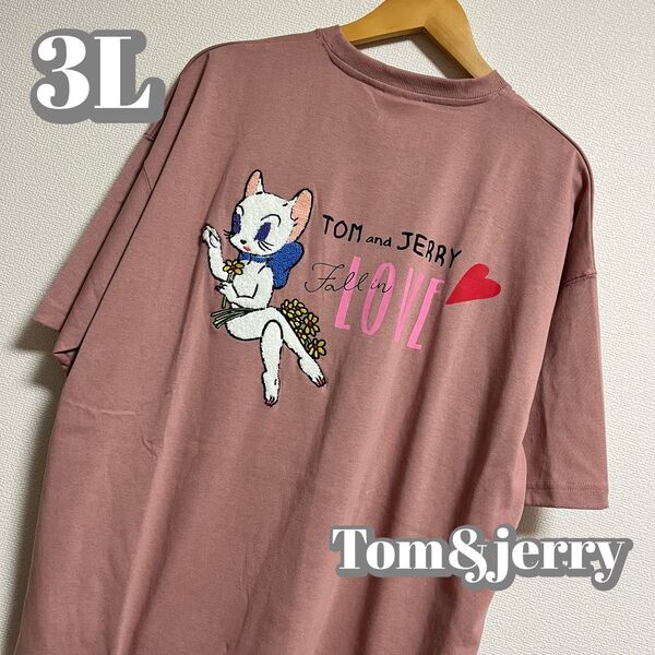 【大きいサイズ】トムとジェリー トゥードルスサガラTシャツ ピンク 3L レディース