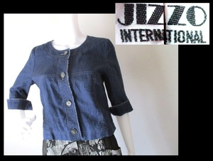 【083-37】JIZZO INTERNATIONALジッツォ★麻100%薄手7分袖ジャケット/日本製サイズ40