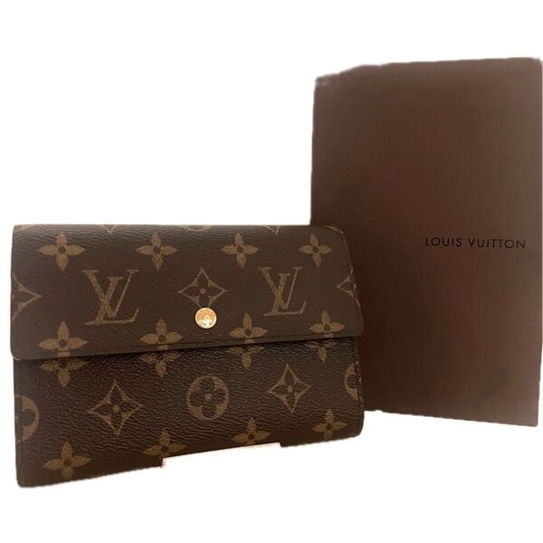 美品 LOUIS VUITTON ルイヴィトン 財布 三つ折り モノグラム トレゾール エテュイ パピエ 箱付き フランス製