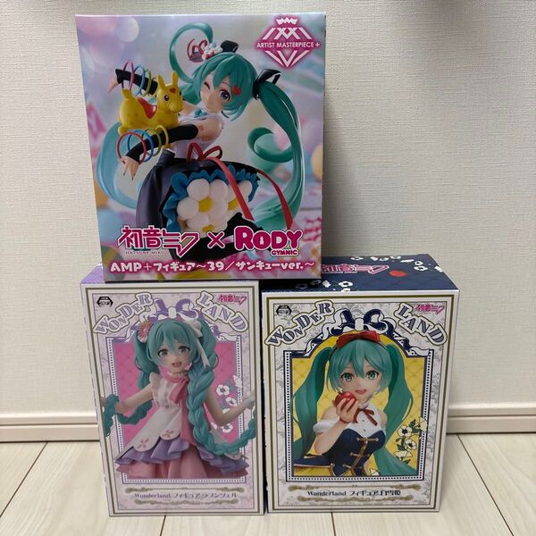 初音ミク×RODY AMP+ 39/サンキューver. Wonderlandフィギュア 白雪姫 ラプンツェル 3点セット タイトー