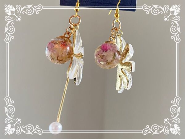 271 ガラスドームピアス 16mm ハンドメイド 金具変更可能
