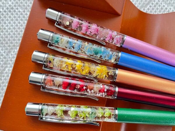 329 ハーバリウムボールペン 5本セット ハンドメイド シンプル