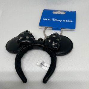 東京ディズニーリゾートミニー レザー風スタッズ付きカチューシャモチーフキーリング