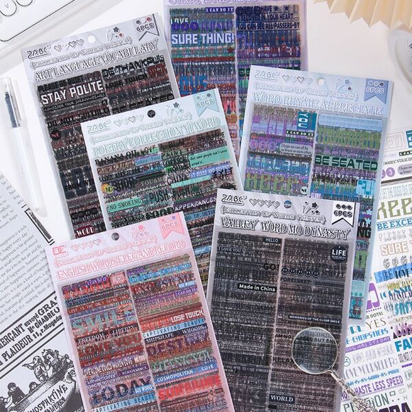 301 言匯劇場シリーズ ステッカー 英字 PET コラージュ素材 6種36枚