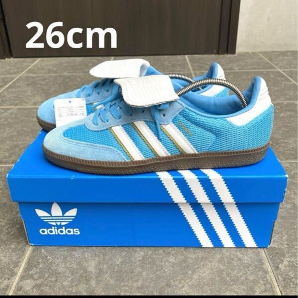 極美品 adidas Originals samba サンバ LT 26cm スニーカー 白 ホワイト ブルー 水色 青
