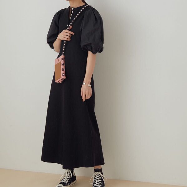 アダムエロペ 半袖ワンピース パフスリーブ マタニティ