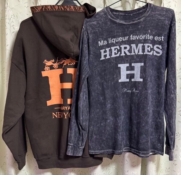 ハワイ限定!マリーアン×エルメス コラボ パーカー ロンT2枚 カットソー ロングTシャツ 長袖 Mary Ann HERMES