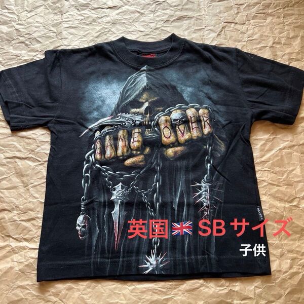 【新品未着用品】メタルTシャツ ゲームオーバー 黒 スカル ドクロ 英国SBサイズ