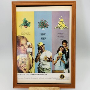 『 FTD 花をオンラインで送る 』ビンテージ 広告 60年代 フレーム 付 ポスター 当時物 額付 LIFE 雑誌 アンティーク
