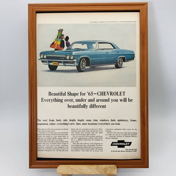 『 シボレー (CHEVROLET ) 』ビンテージ 広告 60年代 フレーム 付 ポスター 当時物 額付 LIFE 雑誌 アンティーク