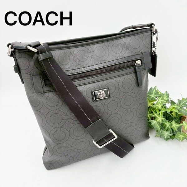 【希少】COACH コーチ ショルダーバッグ オプアート PVC ショルダーバッグ グレー クロスボディ 斜め掛け 70267