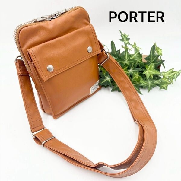 PORTER ポーター 吉田カバン ショルダーバッグS スリム 薄型 フリースタイル ボディバッグ 斜め掛け サコッシュ キャメル