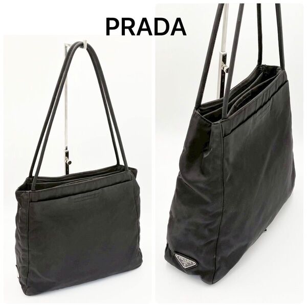 PRADA プラダ 三角ロゴプレート トートバッグ 肩掛けバッグ テスートナイロン ブラック