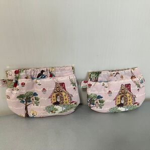 ハンドメイド バネポーチセット ヘンデルとグレーテル柄 まちなし 鍵、イヤホン、小銭、小物整理に