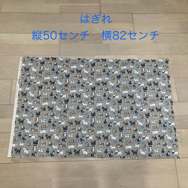 綿オックス生地 図鑑シリーズ日本犬柄 横82×縦50 はぎれ ランチバッグ、巾着などのハンドメイドに