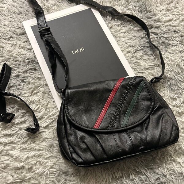 【未使用】柔らかラムレザー 2wayショルダーバック ハンドバッグ 黒