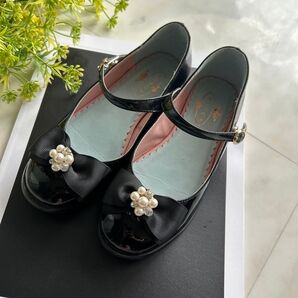 【美品】TOCCA パールビジュリボンひフォーマルシューズ 20.0