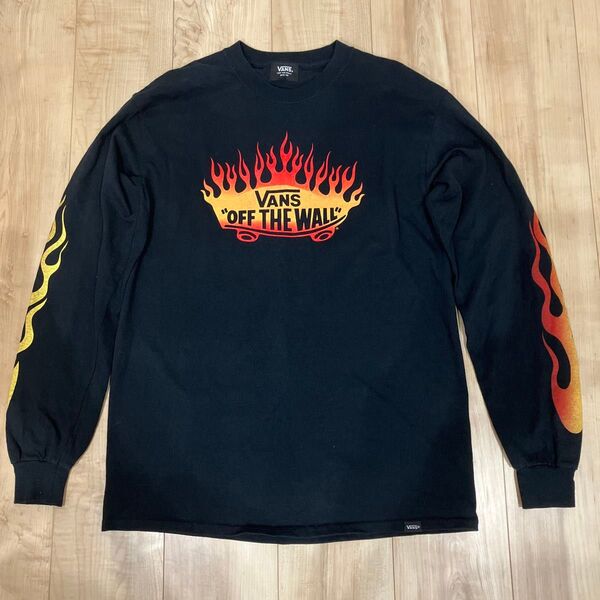 Vans ファイヤーパターン ロンt M ブラック