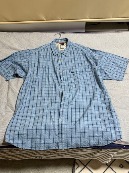 THE NORTH FACE 半袖シャツ メンズ チェック柄 ブルー系