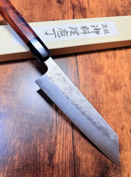助松 文化 包丁 銀三鋼 梨地 紫檀水牛八角柄