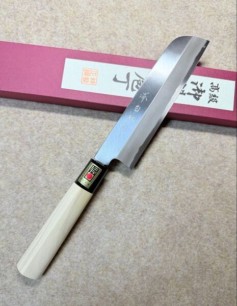 【堺打刃物】 薄刃 鎌形 包丁 6寸