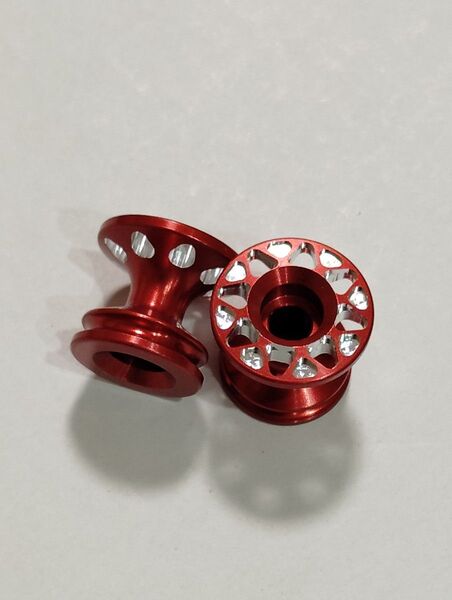 ゴムリング付 アルミローラーセット 13-12mm 15418 レッド 赤 マシニング 加工ローラー ミニ四駆 2段 CNC KR
