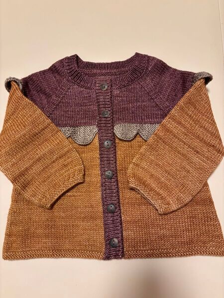 misha&puff Scallop Yoke Cardigan - Rose Gold / 4y