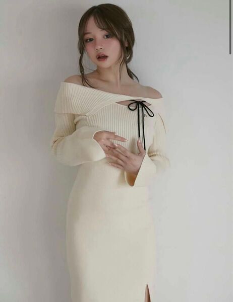 andmary アンドマリー Amari ribbon dress アイボリー