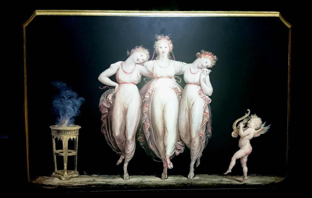 1799 Made in Italy Reproduction Chef-d’œuvre Antonio Canova Trois Grâces Cupidon et la Danse élégante Italie Ange Antique Antique, ouvrages d'art, peinture, portrait