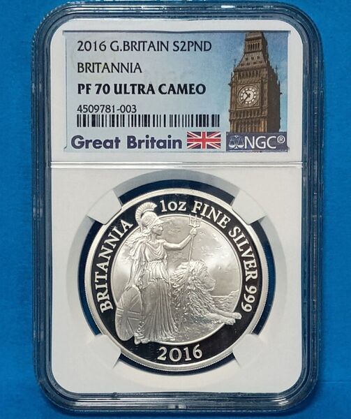 2016 ブリタニア ウナとライオン 2ポンド プルーフ銀貨 NGC PF70 UC