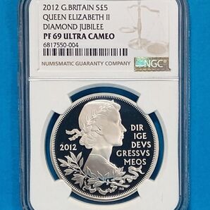 2012 ダイヤモンドジュビリー 5ポンド プルーフ銀貨 NGC PF69UC