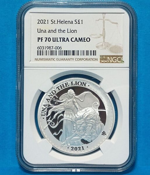 2021 セントヘレナ ウナとライオン 1ポンド プルーフ銀貨 NGC PF70UC