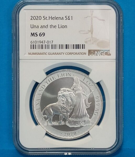 2020 セントヘレナ ウナライオン 1オンス 1ポンド 銀貨 NGC MS69