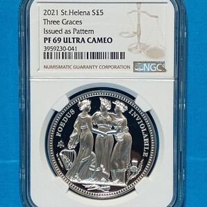 2021 スリーグレイセス復刻試鋳 5ポンド プルーフ銀貨 NGC PF69UC