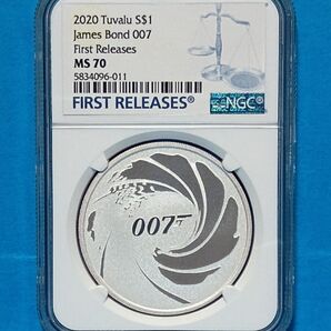 2020 ジェームズボンド 007 1オンス 1ドル 銀貨 NGC MS70 FR