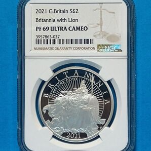 2021 ブリタニア ライオン 2ポンド プルーフ銀貨 NGC PF69UC