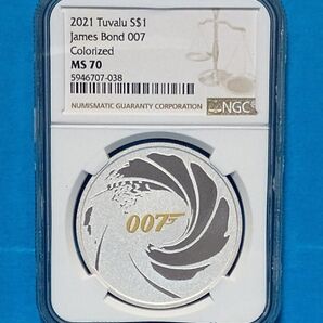 2021 James Bond 007 Colorized ジェームズボンド 007 1ドル 銀貨 NGC MS70 FR