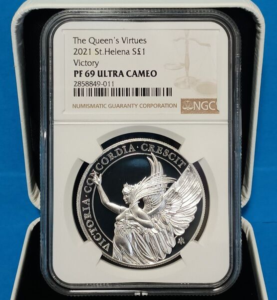 2021 セントヘレナ 勝利の女神 1オンス 1ポンド銀貨 NGC PF69UC