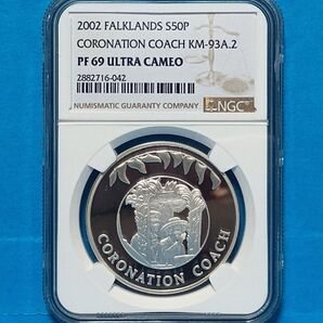 2002 コロネーション コーチ 50ペンス プルーフ銀貨 NGC PF69UC