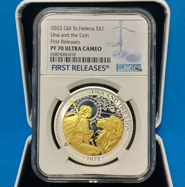 2022 ウナとライオン 1ポンド ゴールドプレート銀貨 NGC PF70UCFR