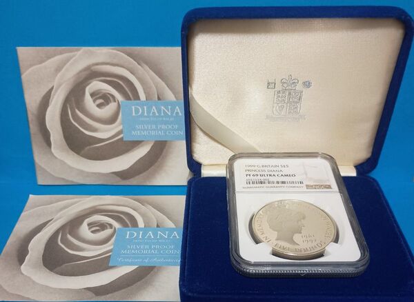1999 イギリス ダイアナ妃追悼 5ポンド プルーフ銀貨 NGC PF69UC