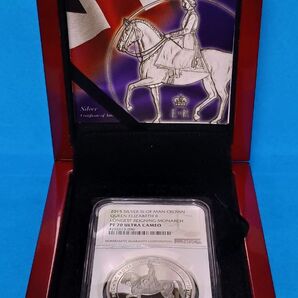 2015 マン島エリザベス女王 在位最長記念 1クラウン プルーフ銀貨 NGC PF70UC
