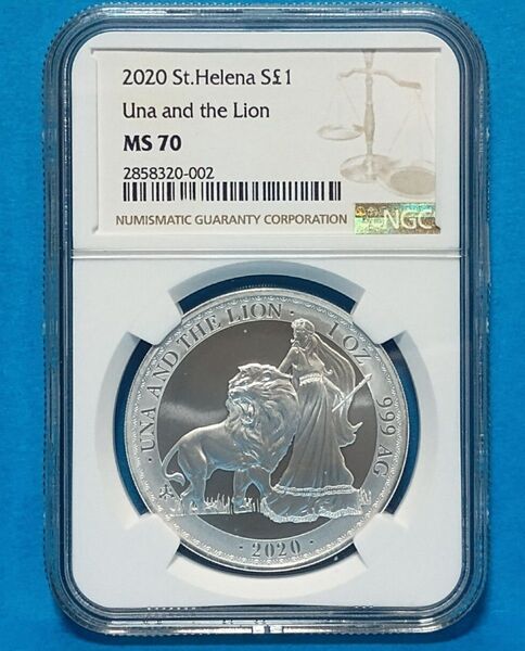 2020 セントヘレナ ウナライオン 1オンス 1ポンド 銀貨 NGC MS70
