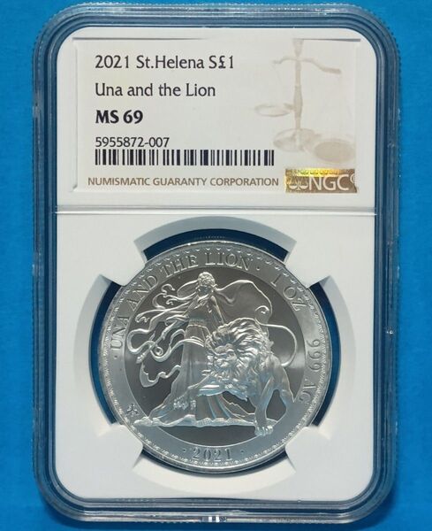 2021 セントヘレナ ウナとライオン 1オンス 1ポンド 銀貨 NGC MS69
