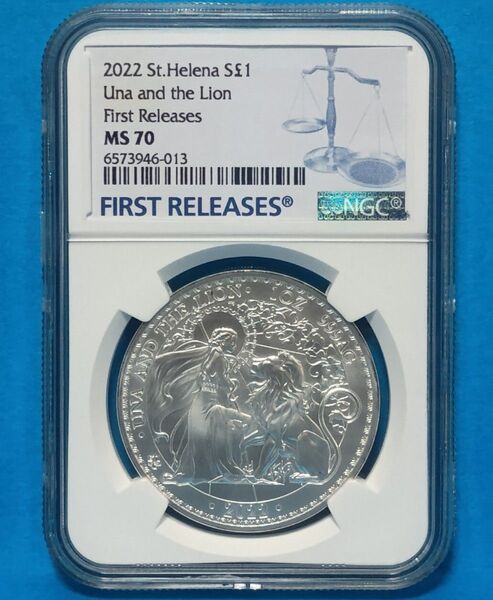 2022 セントヘレナ ウナとライオン 1ポンド 銀貨 NGC MS70FR
